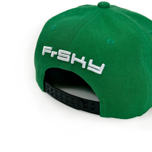 Cappellino con visiera piatta merchandise ufficiale FRSky FPV verde retro logo